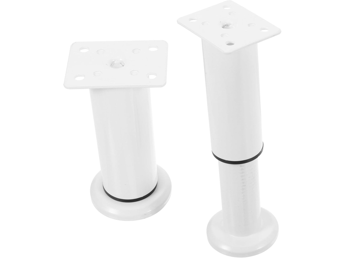 Nuobesty 2 Peças Pés De Móveis Ajustáveis Em Metal Branco Multifuncionais Para Sofá E Armário, Extensíveis