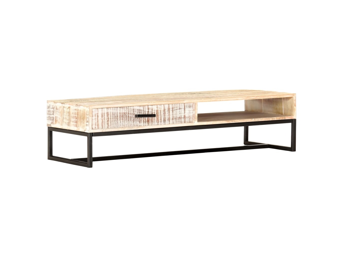 Vidaxl Mesa De Centro 117x50x30 Cm Madeira De Acácia Maciça Branco