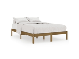 Estrutura de Cama 200x200 cm Pinho Maciço Castanho Mel MAISON EXCLUSIVE