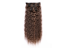 Extensões De Cabelo Castanho Encaracolado Aplique De Fibra De Alta T Inf