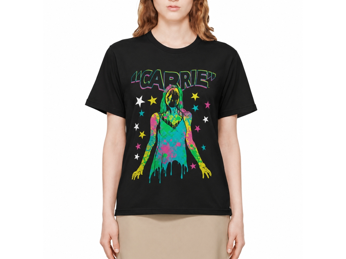 Rockinstone Carrie Color And Splatter Black Adult T-shirt Size:xxl