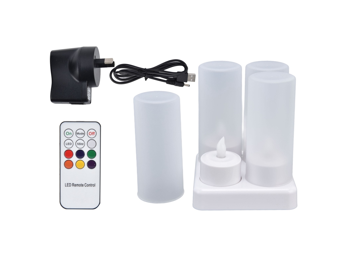 Velas Led Recarregáveis Com Controle Remoto E Base De Carregamento