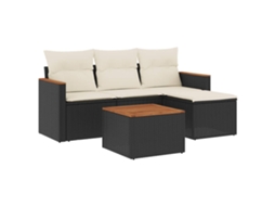 Conjunto de 5 sofás de jardim com almofadões Vime Pe Preto MAISON EXCLUSIVE (5 peças)