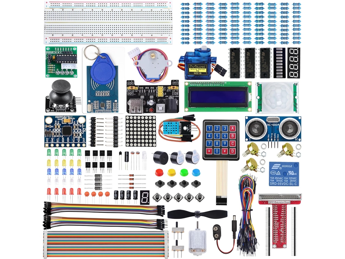 Kit inicial eletrônico para 400 4b 3 B+ com 235 componentes, código Python C, para kit de projeto de sensor 4b 3b+, módulo de display