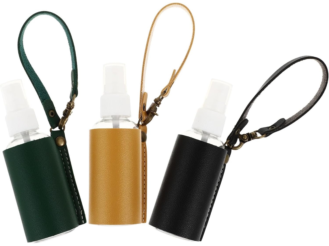 Conjunto De 3 Frascos De Perfume Portáteis Com Tampas De Pu