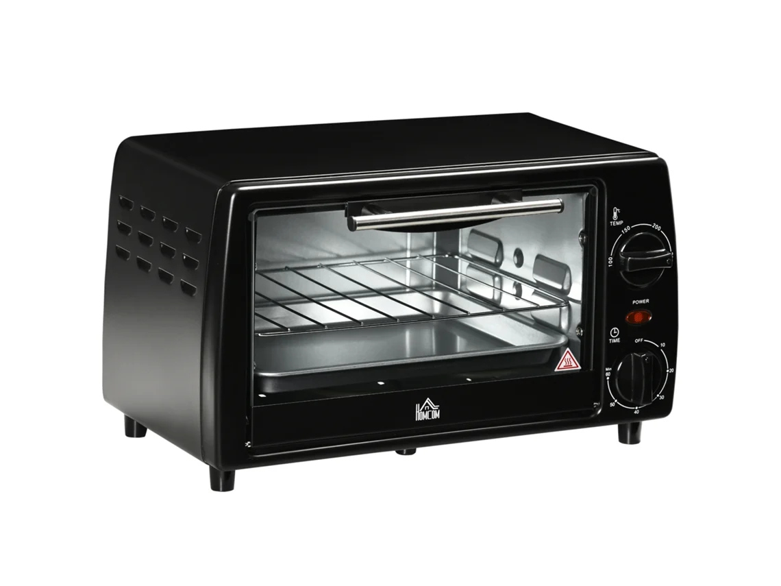 Mini Forno 10l 750w Até 230°c, Temporizador 60min, C/ Bandeja E Grelha, 36,5x26x22cm, Preto