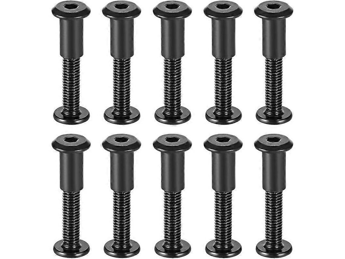 10 Parafusos de Aço Carbono M6 X 40mm, Diâmetro 8mm, Porca 8x15mm, Preto, para Artesanato e Conexões