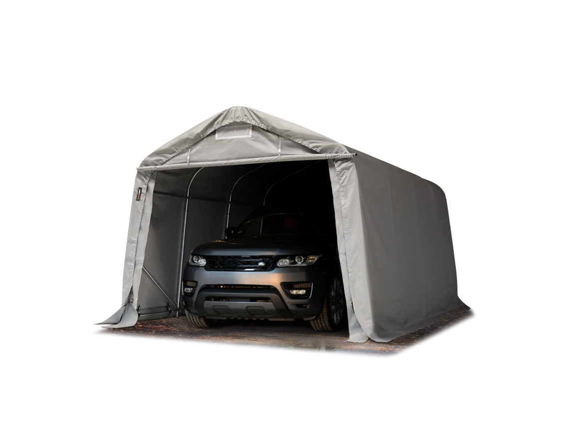Tenda Garagem 3,3x4,8 M Pvc 800 N Garagem Portátil Abrigo Compacto De Armazenamento Refúgio 100 Impermeável Cinza Toolport