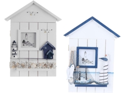 Caixa de Chaves Parede Garneck, Conjunto com 2 Unidades, Estilo Mediterrâneo, Formato Casa, Mdf Leve e Decorat