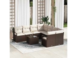 Vidaxl Conjunto De Sofás 9 Unid. 8-número De Lugares Castanho E Creme