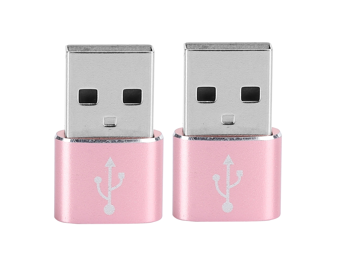 Aetheria 2 Peças Adaptador Type‑c para Usb Liga de Alumínio Carregamento Sincronização Transmissão de Dados Rosa