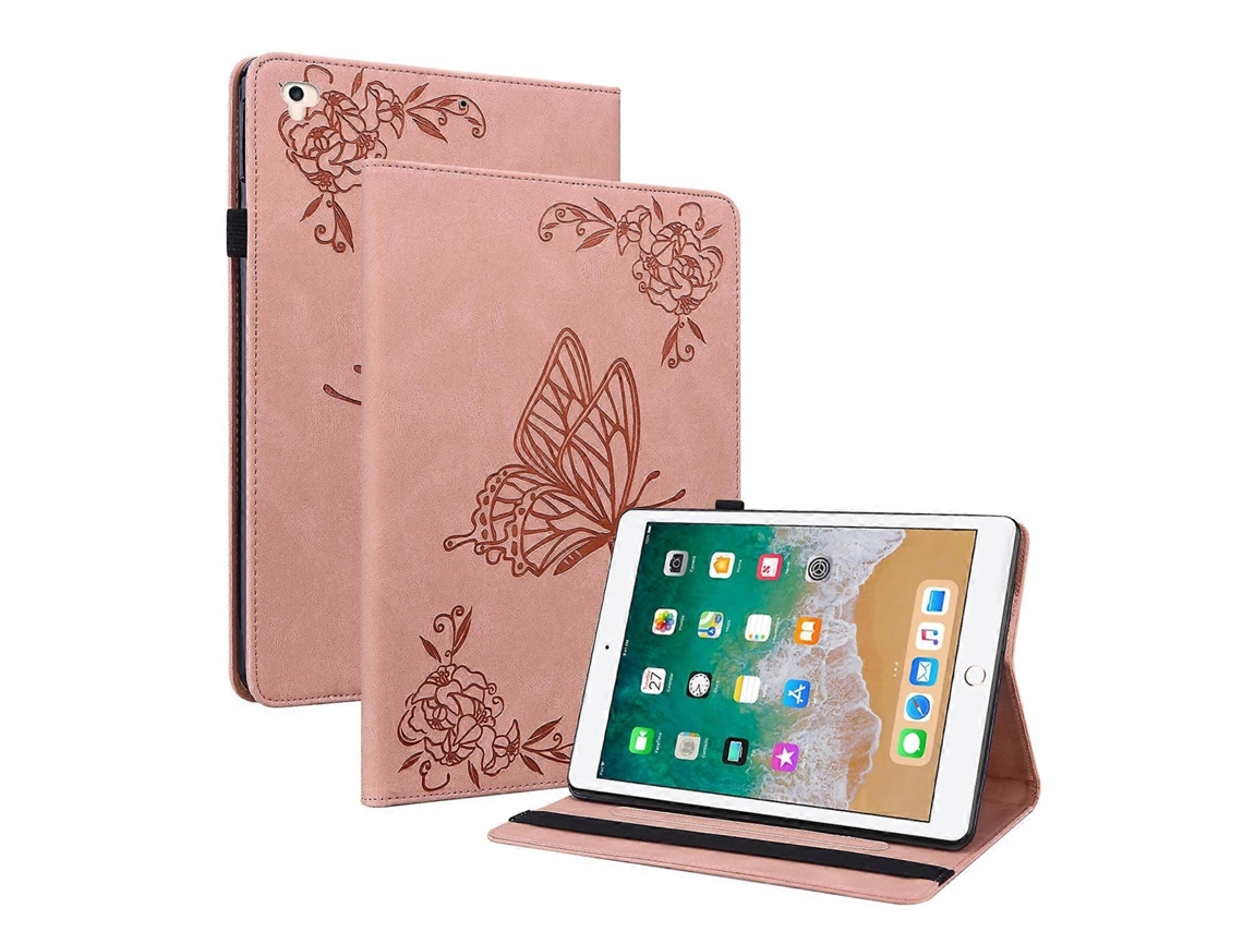 Capa de couro com estampa de borboleta e flor Webake para iPad 9,7 polegadas (2017/2018)