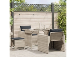 Vidaxl 4 Pcs Conj. Sofás Jardim C/ Almofadões Vime Pe Cinzento-claro