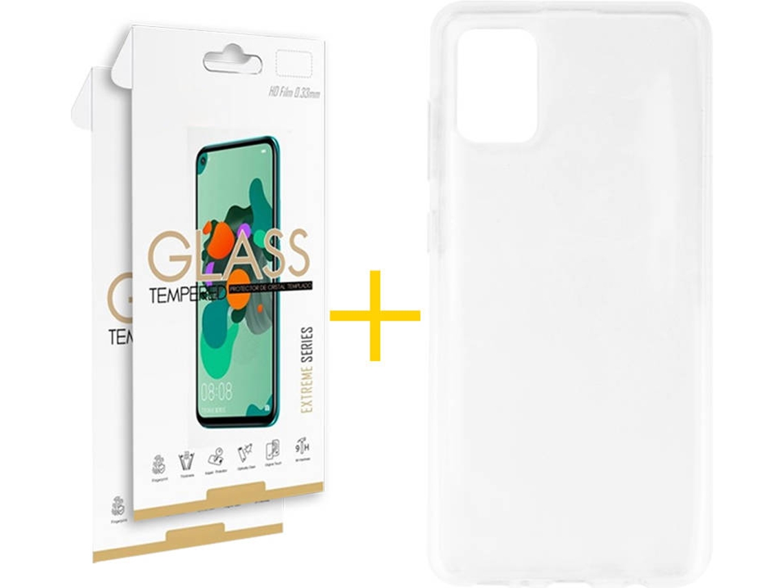 Kit Capa e 2 Películas Samsung Galaxy A51 5G SKYHE Liso (Transparente)
