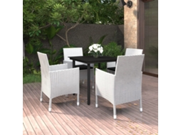 Vidaxl 5 Pcs Conjunto De Jantar P/ Jardim C/almofadões Vime Pe E Vidro