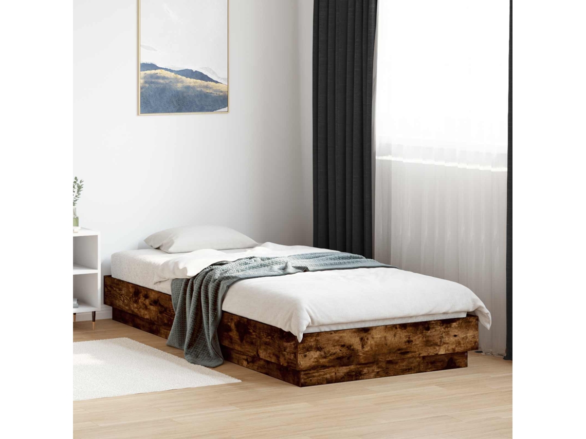 Vidaxl Estrutura De Cama Com Led Carvalho Fumado 80 X 200 Cm