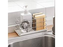 Organizador Multifuncional De Pia De Acero Inoxidable 304 Con Porta-esponjas Y Drenaje Automático Para Cozinha
