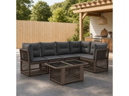 Vidaxl Conjunto De Sofá De Jardim 6 Unid. Cinzento Vime Pe