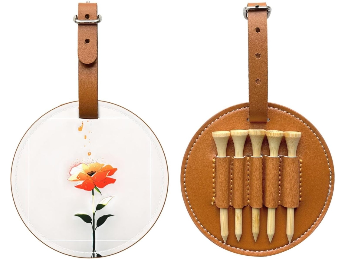 Bolsa para Tees de Golfe com estampa floral, preta, fácil de transportar e eficiente, S/MARCA