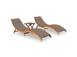 Sun Lounger, Sun Loungers Vidaxl Cinzento-acastanhado Madeira De Acácia (n/a)