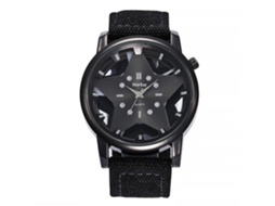 Relógio masculino de liga metálica com pulseira de nylon, analógico, quartzo, moderno (preto)