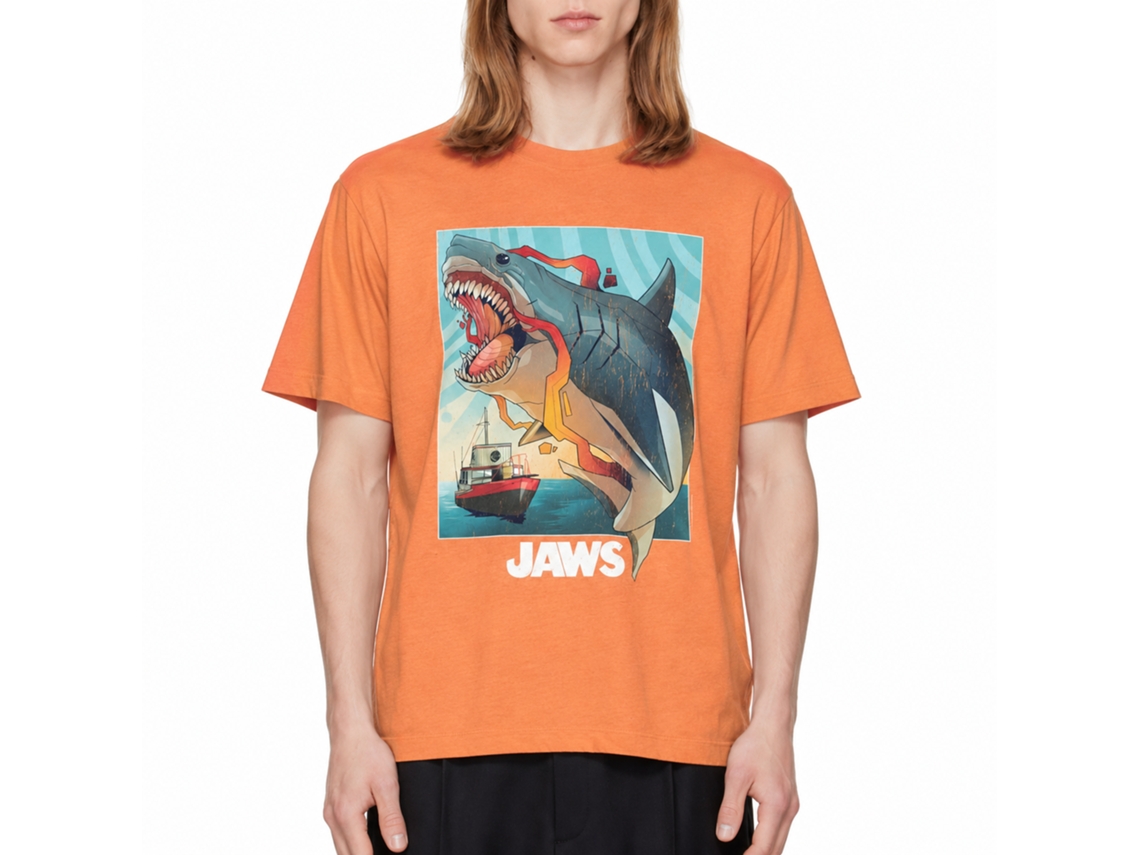 Rockinstone Jaws Movie Colorful Heather Cantaloupe Adult T-shirt Size:xl