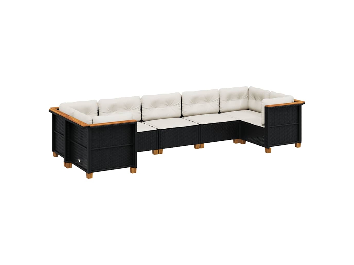 Maison Exclusive - 7 Pcs Conjunto De Sofás P/ Jardim C/ Almofadões Vime Pe Preto