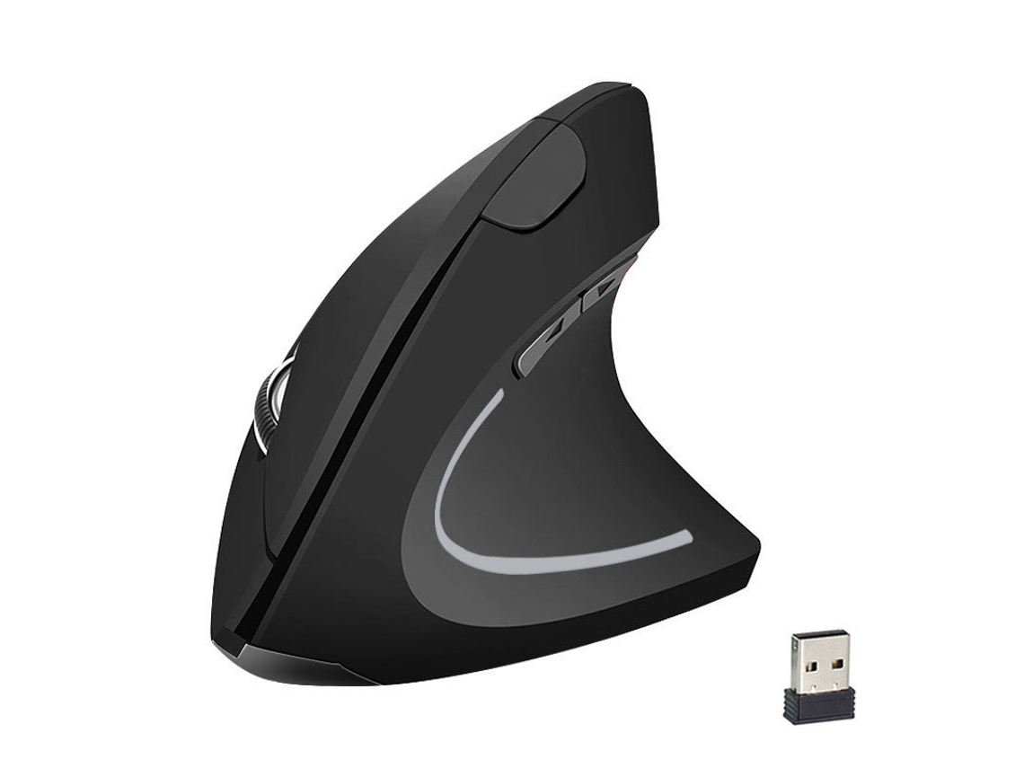 Rato Mouse Ergonômico Sem Fio 2.4g Vertical Para Destros, Modelo Com Bateria Cuich (preto)