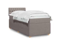 Vidaxl Cama Com Molas/colchão 90x200 Cm Tecido Castanho-acinzentado