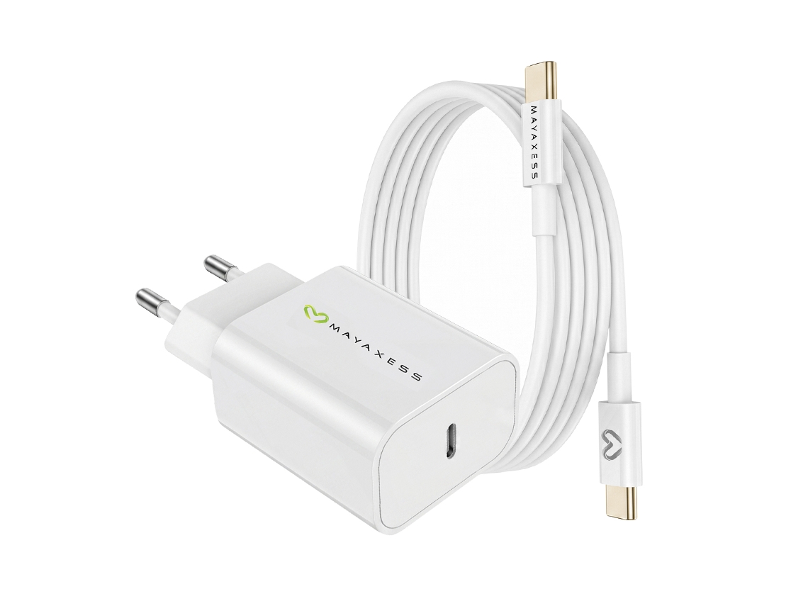 Mayaxess Carregador De Parede Para Galaxy S24 Fe 20w + Cabo Usb-c 1m Branco