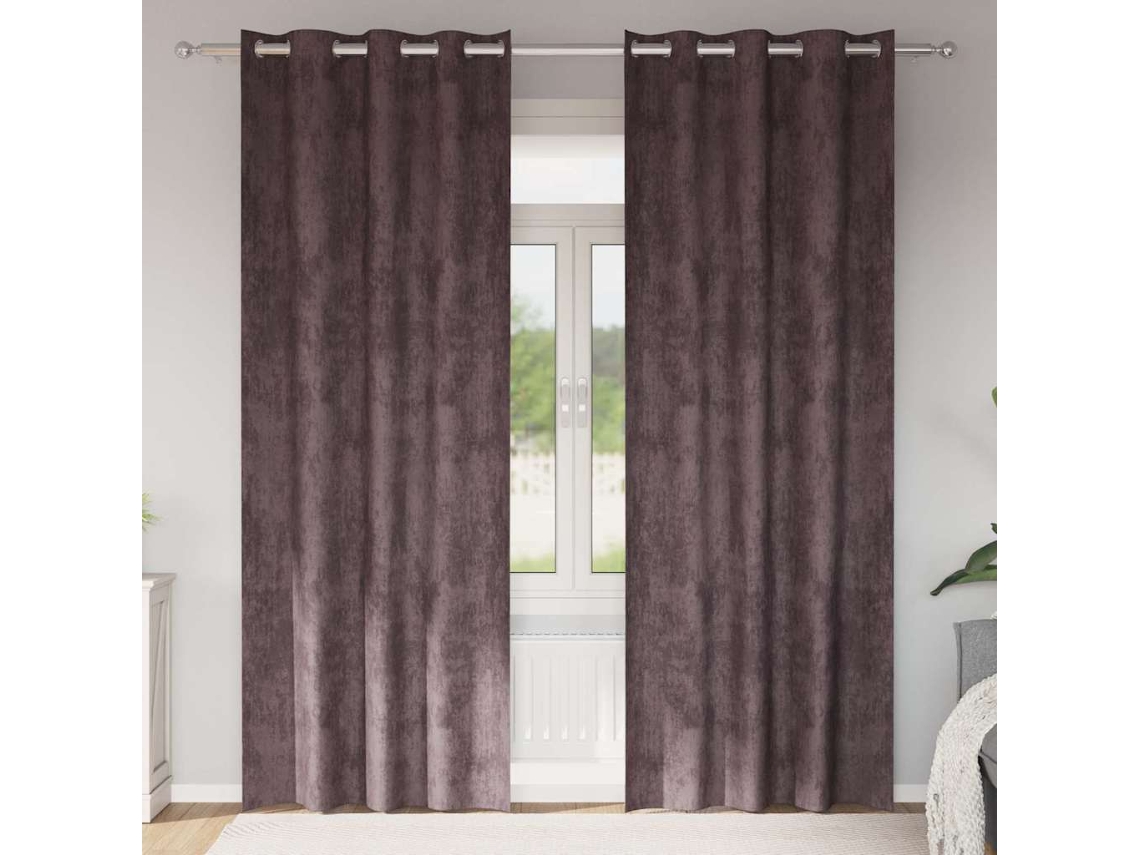 Vidaxl Cortinas De Veludo 2 Unid. Castanho 245 X 140 Cm Veludo