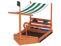 Caixa Areia Navio Pirata Madeira Maciça (conjunto Brincadeiras, Verde, 180x103x144,5cm)