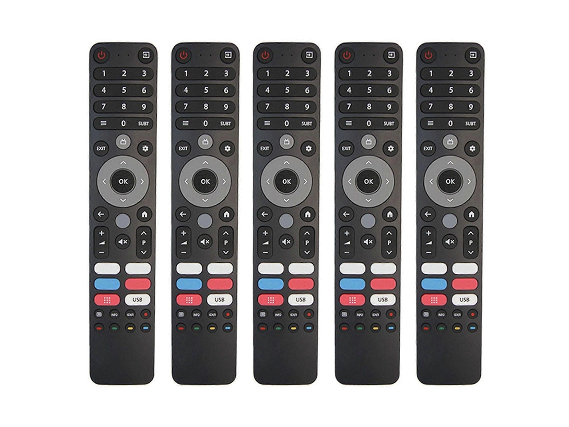 Conjunto De 5 Controles Remotos Universais Para Smart Tvs Das Marcas Dexp, Viomi E Chiq - Compatível Com Diversos Modelos, Com Comando De Voz