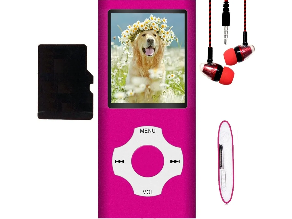 Leitor Mp3 Mini Bluetooth 18 Polegadas Walkman Gravador De Áudio Com 16 Gb De Memória Cuich (rosa)
