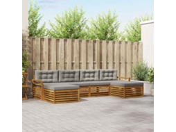 Vidaxl Conjunto De Sofás Para Exterior 6 Unid. Cinza Natural E Claro