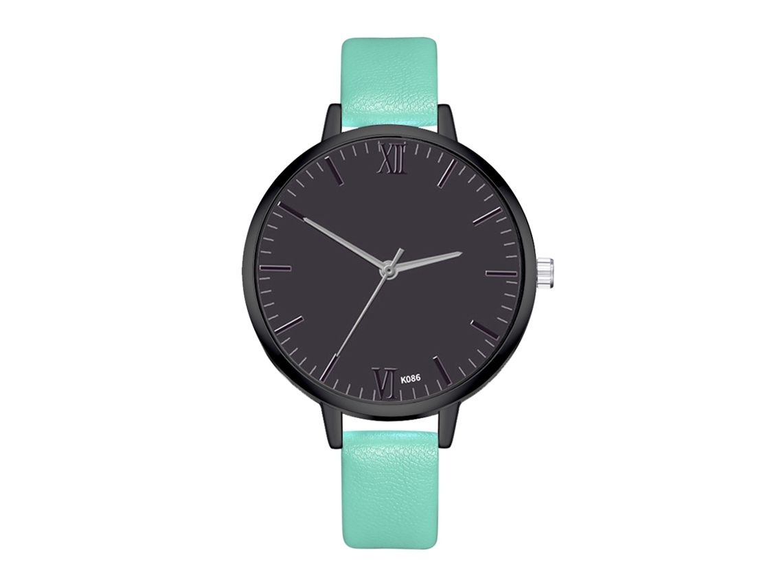 Relógio de Pulso Feminino de Quartzo com Pulseira de Couro Pu Estilo Simples Zhoulianfa (menta)