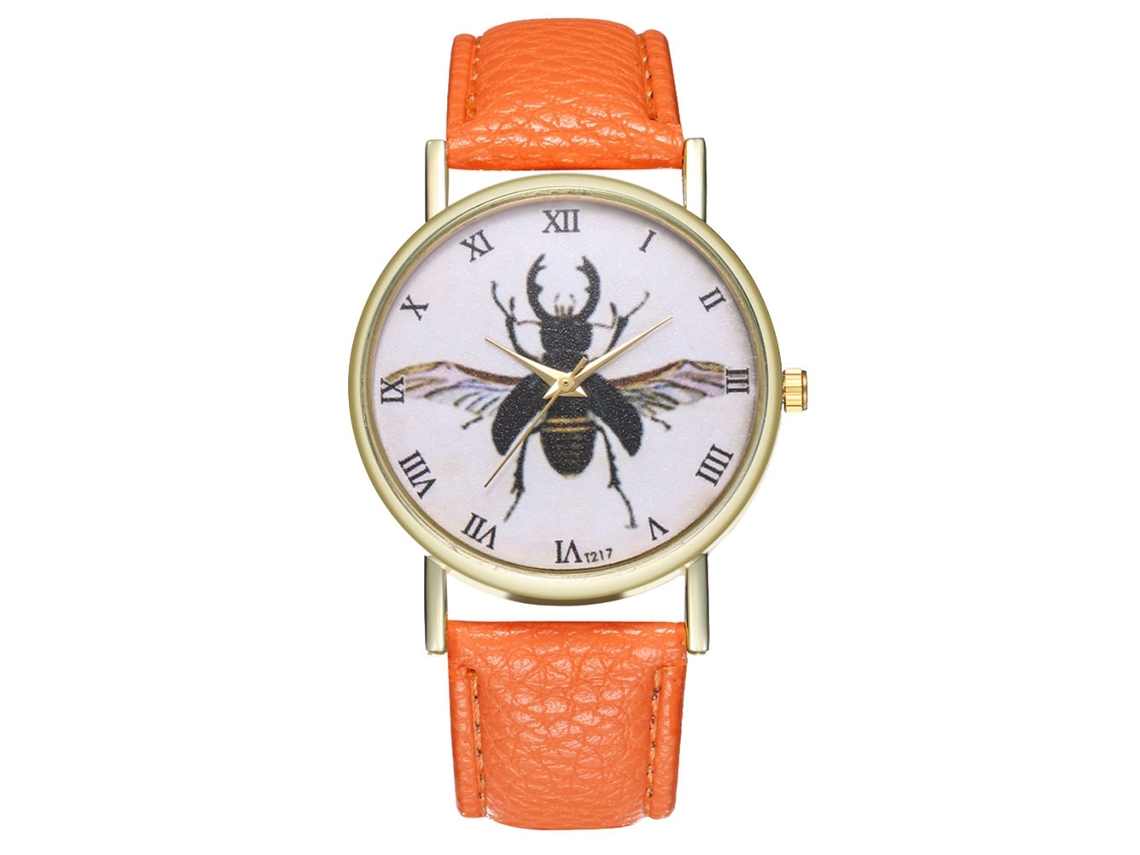 Relógio de Pulso Analógico para Casais com Pulseira de Pu, Estilo Moderno e Fácil Combinação (laranja)