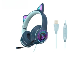 Headset Gaming Orelhas de Gato Luz Surround Estéreo Microfone Pc HEXINYIGJLY