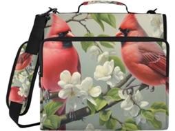 Pasta Organizadora Red Birds Com Estampa Floral, Compartimento Impermeável Com Zíper Laptop E Bolsos Arquivos