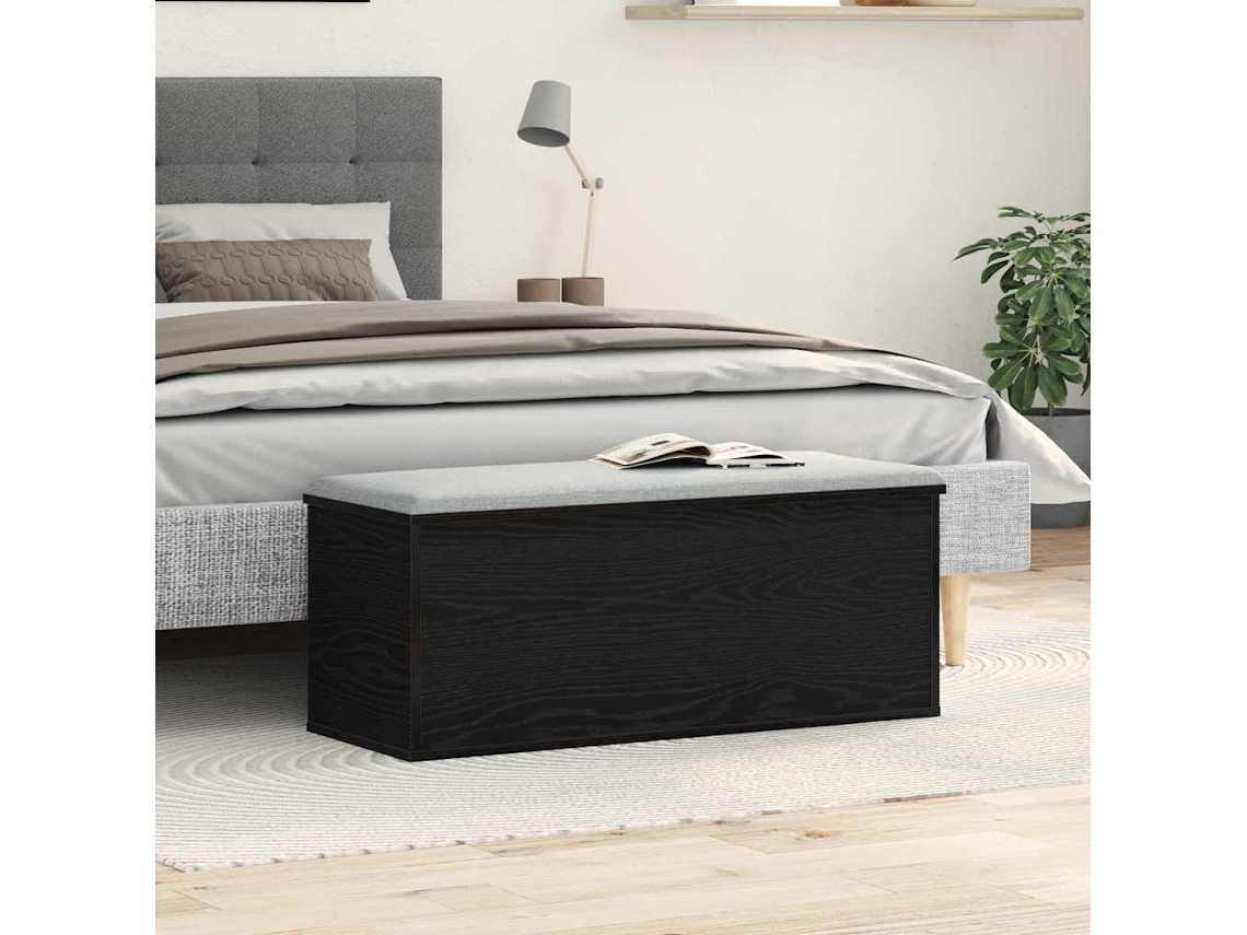 Vidaxl Caixa De Armazenamento Carvalho Preto 90 X 35 X 35 Cm