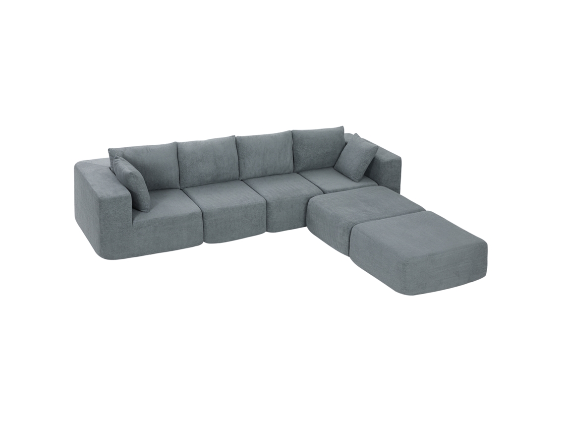 Cinza Escuro, 2 Banquetas, Em Formato De U Com Assento Amplo E Profundo, Sofá De Canto Modular