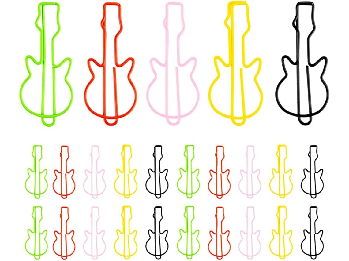 Clips De Papel Decorativos Em Metal Formato Guitarra, 50 Unidades, Tamanho Pequeno, Duráveis Para Escritório E Escola