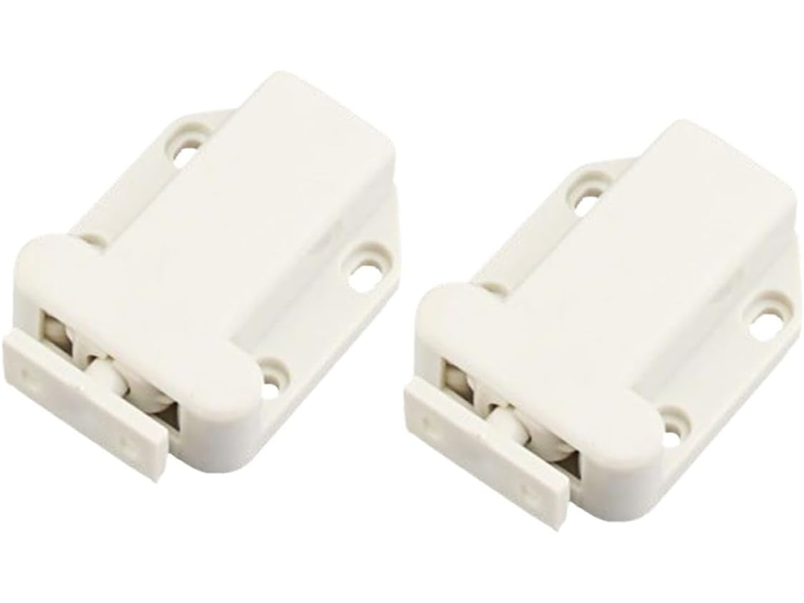 Fecho De Travamento Automático Em Abs Branco Para Portas E Armários, Conjunto De 2 Peças