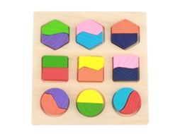 Primerox conjunto de Brinquedo Educativo de Madeira Blocos Geométricos Quebra cabeça Aprendizagem Infantil 2