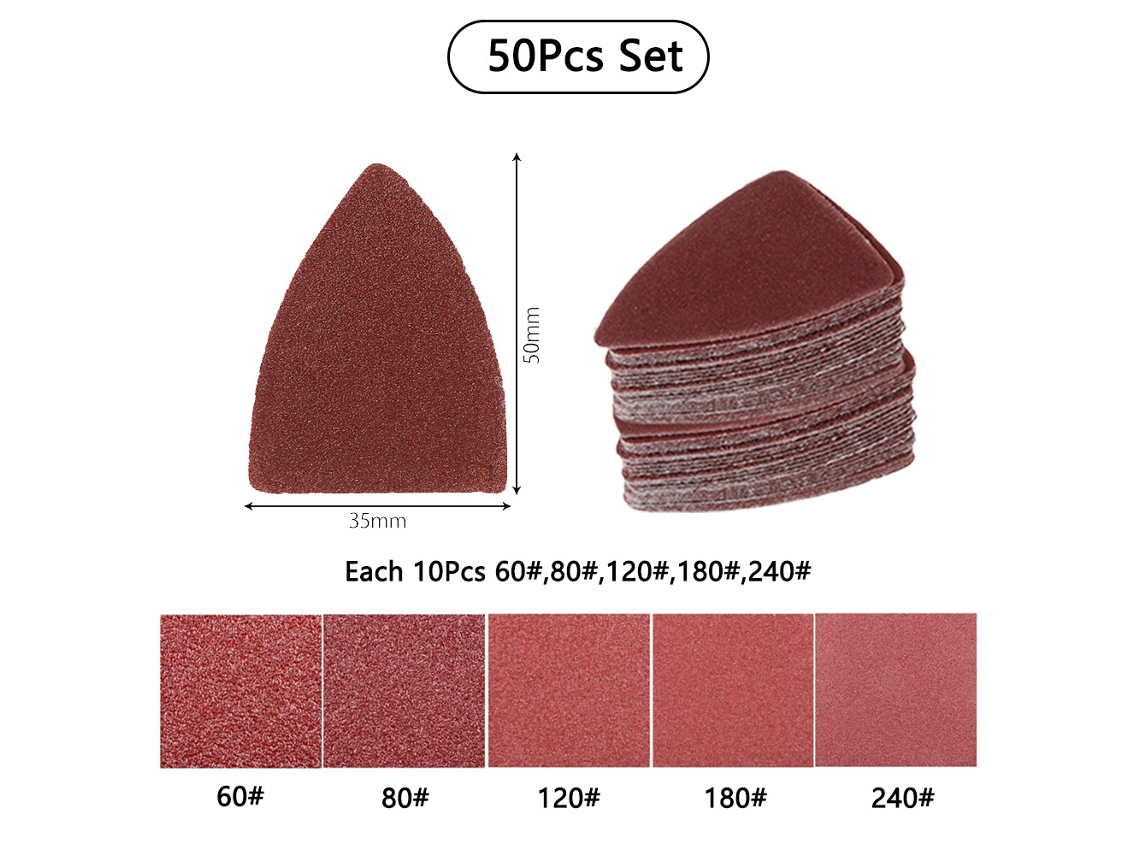 Conjunto de 51 Lixas Triangulares BRILVIBERA com velcro, para lixadeira oscilante de madeira