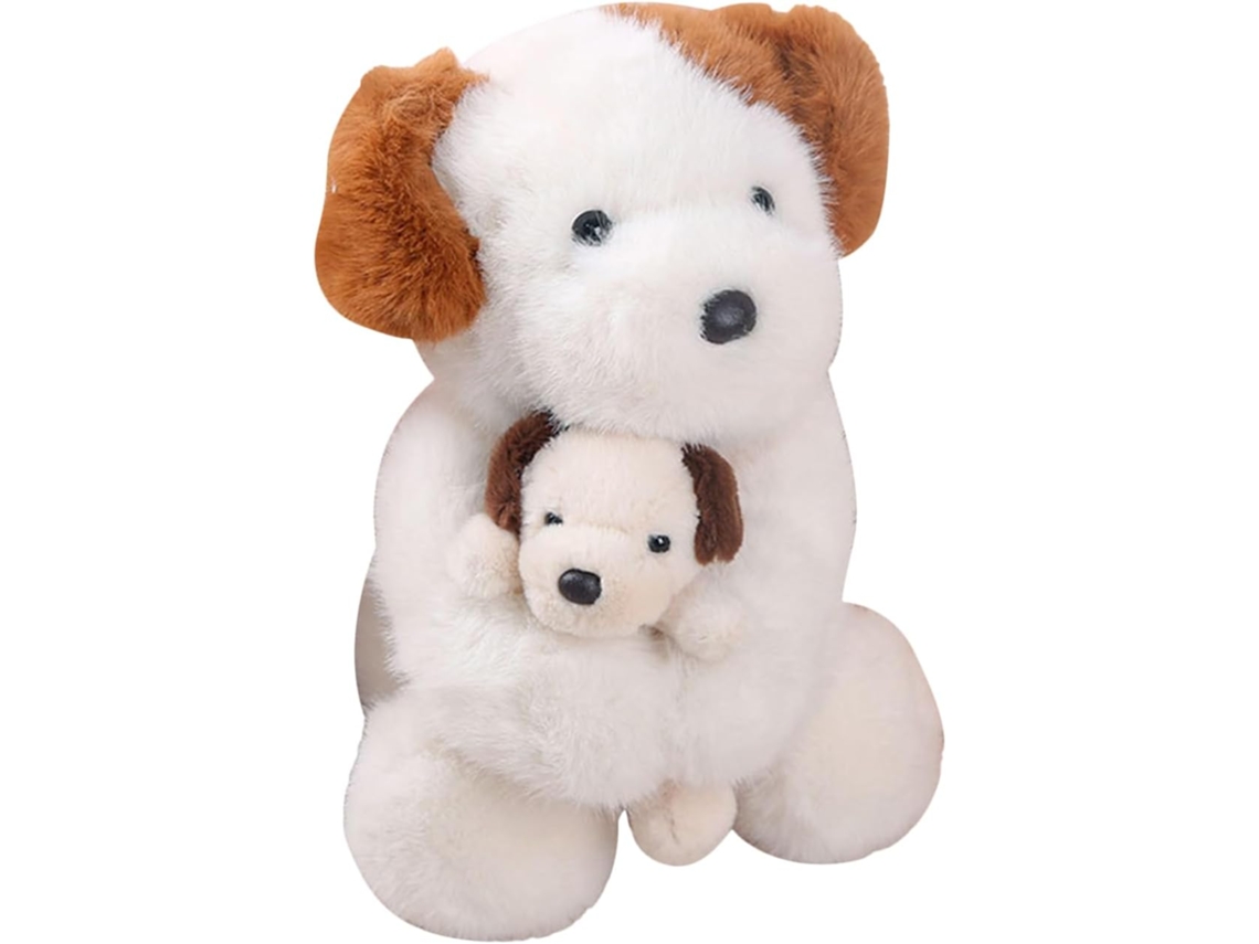 Cachorro De Pelúcia 30 Cm Segurando Um Filhote, Ideal Para Adultos,