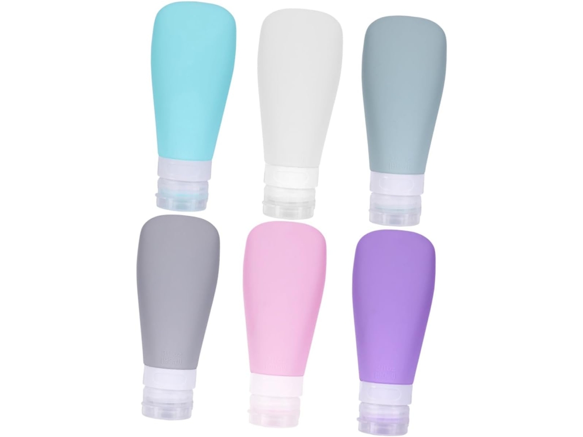 Conjunto De 6 Frascos De Viagem De Silicone Com Tampas À Prova