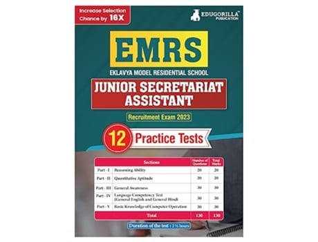 Livro EMRS Junior Secretariat Assistant de Edugorilla Prep Experts (Inglês)
