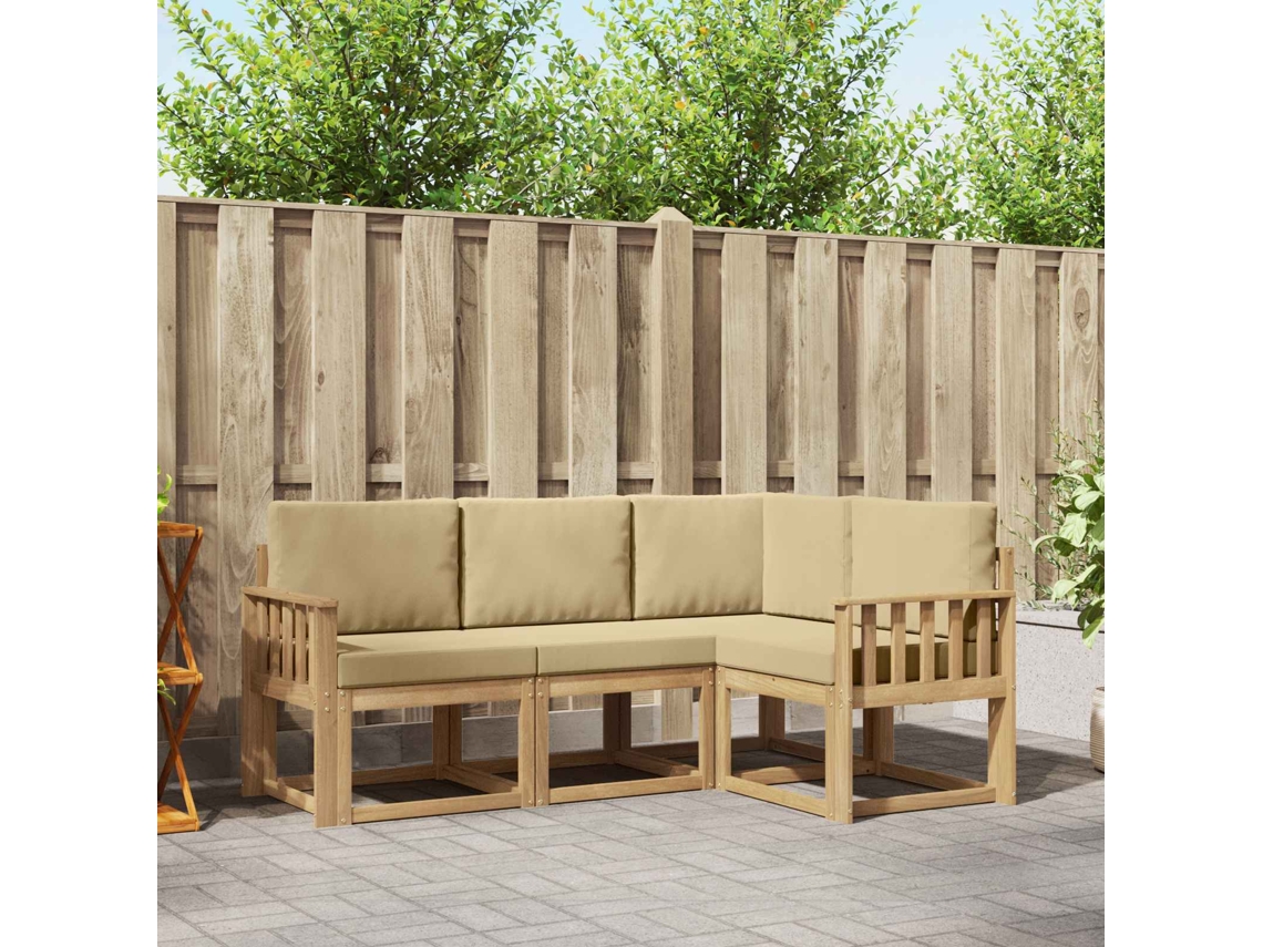 Vidaxl Conjunto De Sofás Para Exterior 4 Unid. Branco E Bege
