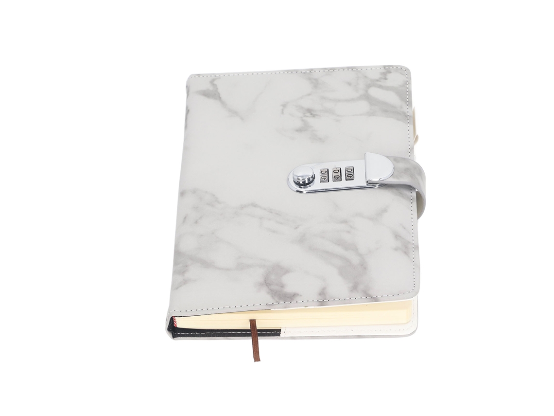 Cuaderno Com Fechadura De Combinação, Capa Impermeável, Marcador De Fita Cinza, Escritório, Escola